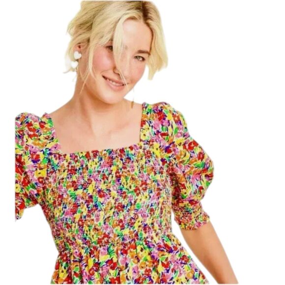 Rixo X Target Floral Multi-color Smocked Mini Dress with Pockets Women's Medium - Picture 2 of 8